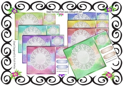 8 pretty rainbow and lace with borders 8x8 card fronts 8x8