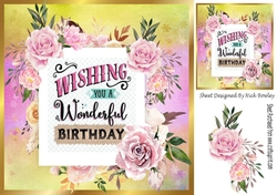 birthday wishes for you, adorned with pink roses 8x8