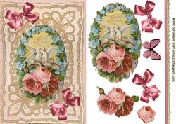 Vintage Roses & Doves in Lace Frame