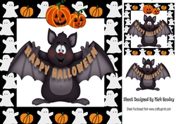 Halloween Bat in Ghost frame 8x8