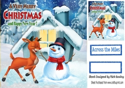 cute little deer with snowman 8x8