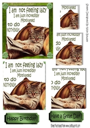 Lazy cat in armchair not motivated (green) pyramids