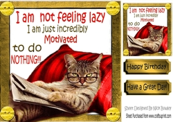 Lazy cat in armchair not motivated 8x8 (Red)