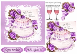 lilac roses with birthday cake and wine 5x5