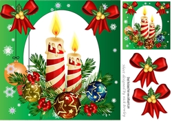 Lovely stripe christmas candle arrangement with baubles 8x8