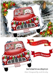 Santa with rudolph in a red car A5