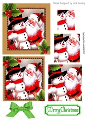 Lovely folklore snowman with santa pyramids