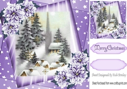 Lovely Winter Scene with stars and flowers 8x8 (lilac)