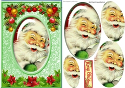 Lovely jolly santa in oval pyramids with  holly A5