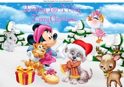 Lovely minnie mouse & friends wrapped up for the winter A4