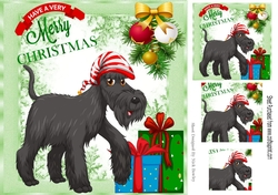 Scottish Dog in santa hat with presents 8x8