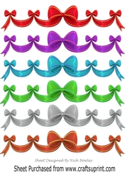 Six lovely coloured borders of bows two toned in png (set one)