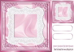 Pretty card front with lace in pink 8x8