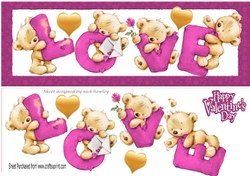 Four lovely love bears pink DL