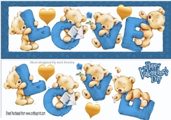 Four lovely love bears blue DL