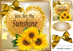 You are my Sunshine, pretty sunflowers on a heart 8x8