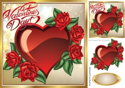 pretty red heart and red roses for valentines 8x8