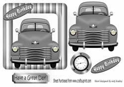 Vintage silver grey motor car in stripe frame