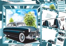 Vintage blue car in the meadows 8x8 mini kit