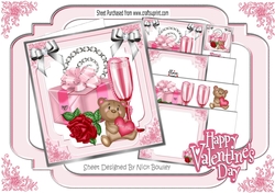 Lovely valentine red rose, with present and pink champagne 8x8
