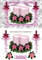 Pink Christmas Candels with Bells
