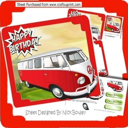 Red Campervan in the meadows 8x8 mini kit