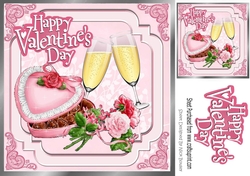 Valentine chocs and wine with roses 8x8