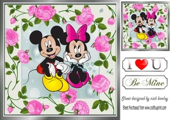 Mouses in love with pretty pink roses 8x8