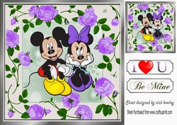 Mouses in love with pretty purple roses 8x8