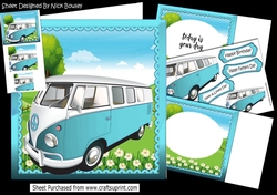 In the sunny meadow, turq camper van 8x8 mini kit