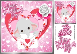 Cute Ele with hearts and rose valentine 8x8