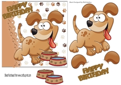 cute cartoon dog with his bowls of food 5x5