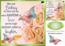 Pretty peach roses for the birthday girl with butterflies 8x8