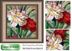 Pretty garden red/white flowers in frame with pyramids 7x7