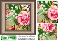 Pretty liliy of the valley with roses in frame with pyramids 7x7