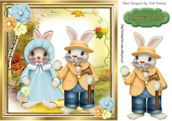 Easter Bunnies  taking a stroll 8x8