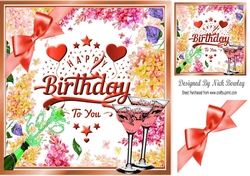 Cocktails for the birthday girl with peach bow 8x8