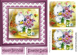Cute duck in the woods carrying flowers pyramids 7x7