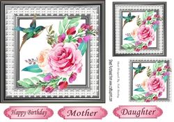 Pretty water colour flowers with humming bird 7x7