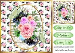 pretty arrangement of roses & berries with butterflies 8x8