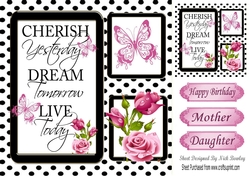 pretty pink roses and black polka dot photo frame 8x8 card front