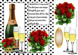 Lovely red roses and wine for your WEDDING/ANNIVERSARY in polkadot frame 8x8