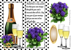 Lovely purple roses and wine for your WEDDING in polkadot frame 8x8