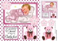 Cute sleepy baby girl with pink teddy 8x8 window card