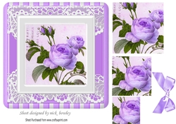 Pretty purple peonies with bow pyramids 7x7