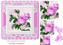 Pretty pink peonies with bow pyramids 7x7