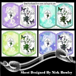 4 Lovely silver crosses with lilies bracket cards mini kit