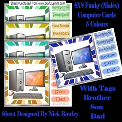 5 LovelyFunky Coloured Computers for (MALE) 8x8 mini kit