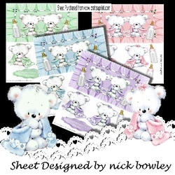 Four lovely white teddy bears for boys/girls (TWINS) Mini kit