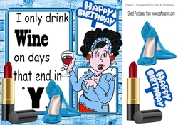 Shoes, My Lippy and a nice glass of wine (blue) 8x8